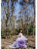 One Shoulder Lavender Tulle Ruffles High Low Flower Girl Dress One Shoulder Lavender Tulle Ruffles High Low Flower Girl Dress